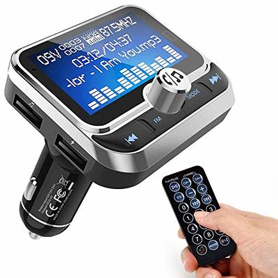 Bluetooth FM Transmitter for Car [2023 Upgraded] Bluetooth Car Adapter Kit,  Huge 1.44-inch Display, SD/TF Card Support, AUX Input, Compatible w/All