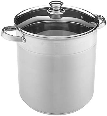 Stock pot, 24 qt with cover, S/S w/ clad bottom