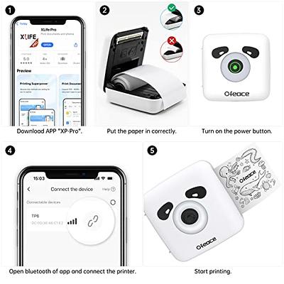  Ofeace Sticker Printer, Mini Thermal Printer, Sticker Maker  Machine, 300DPI Portable Bluetooth Pocket Phone Printer for Anatomy  Flashcards, Journal, Photos, Notes, Kids Gift White : Office Products