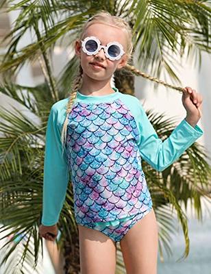 Funnycokid Girls Mermaid Rashguard Swimsuit 3T 4T Toddler Rash Guard Sets Long  Sleeve Two Piece Bathing Suit Swimwear with UV Protection Kids 3-4 Years -  Yahoo Shopping