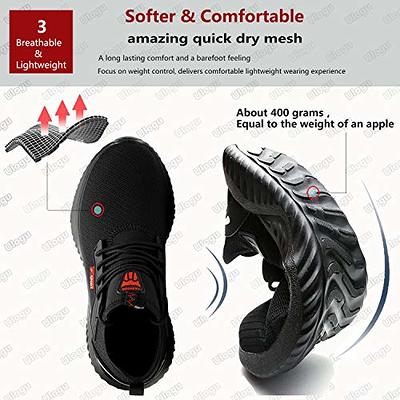  ulogu Steel Toe Shoes for Men Women Indestructible Work Shoes  Lightweight Comfortable Safety Sneakers Slip-Resistant Composite Toe Shoes  Black : Clothing, Shoes & Jewelry