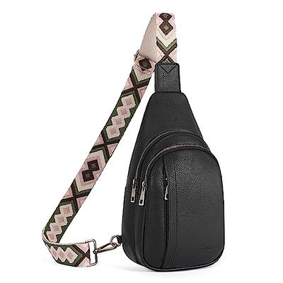 MoKo Vegan Leather Sling Bag - Small Trendy Casual Detachable Shoulder Strap Crossbody Bags for Women and Men Hiking Travel