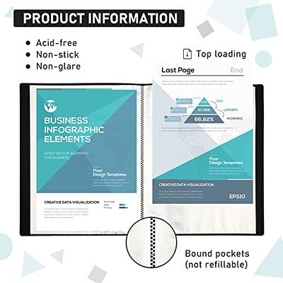 EfficientOffice 30/60/80-Pocket Document Organizer Binder (Holds Up to 600  Sheets of A4 Paper) Presentation Book for Artwork with Plastic Sleeves