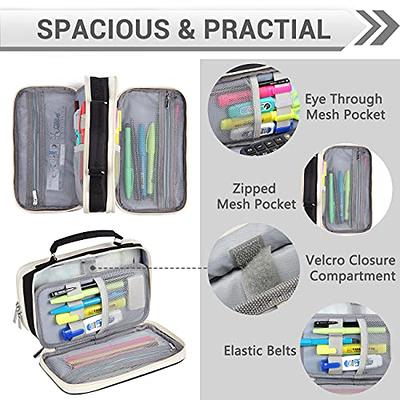 SpaceMate Heavy Duty Canvas Pencil Case Pouch Bag - Holds 50-100 Pencils - Large Big Capacity Aesthetic Pen Case School Supplies