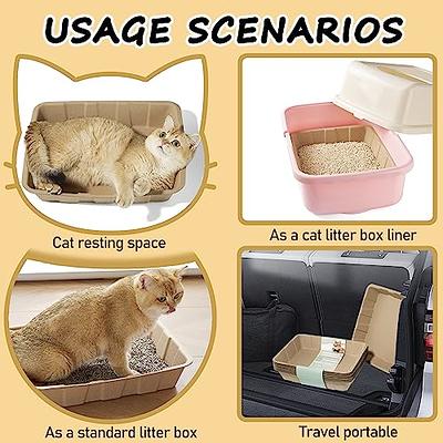 BNOSDM Foldable Small Cat Litter Box for Kittens Open Potty Pan Collapsible  Cat Toilet with Scoop Senior Kitty Travel Shallow Litters Boxes