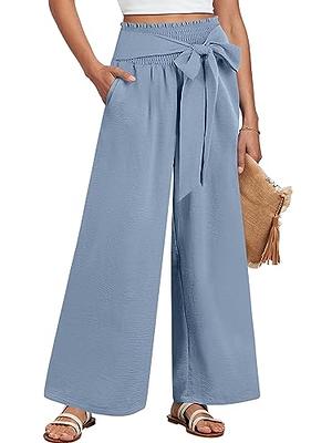 Solid Pajama Pants Women Summer High Waist Trousers Elastic Comfortable  Slacks Business Casual Drawstring 2024 Flowy : : Clothing, Shoes 