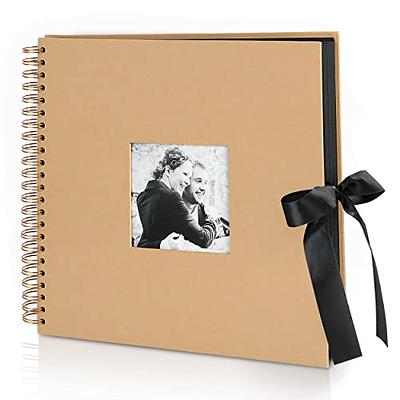 Blank Hardcover 12x12 Scrapbook Album for Photos, Black Spiral Bound  Wedding Guest Book (40 Sheets) 