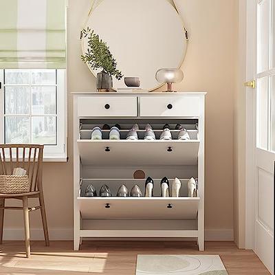  HANLIVES Shoe Cabinet for Entryway, White Narrow Shoe