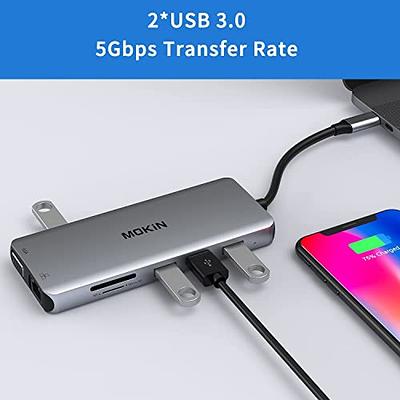 Docking Station USB C to Dual HDMI Adapter, MOKiN USB C Hub Dual HDMI  Monitors for Windows,USB C Adapter with Dual HDMI,3 USB Port,PD Compatible  for