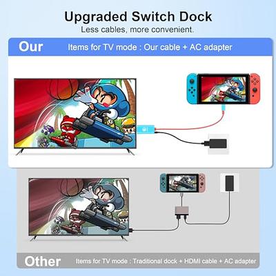 Switch Dock for Nintendo Switch OLED, 3 in 1 Switch TV Adapter with 4K 60Hz  HDMI, USB 2.0 Port, Type C 30W Charger, Portable Switch Docking Station