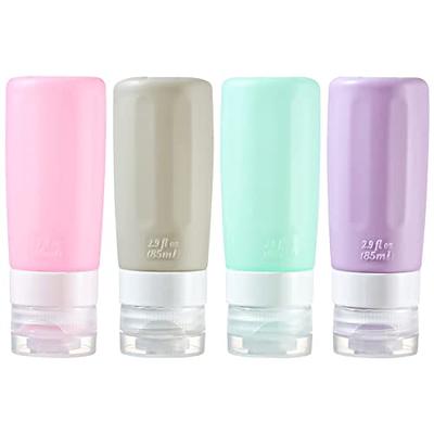 Leakproof Silicone Travel Bottles TSA Airline Carry-On Approved Refillable  Portable Liquid Containers for Shampoo, Conditioner, Lotion, Toiletries  (3oz, Pack of 5) Green+Gray+Pink+Purple+Clear