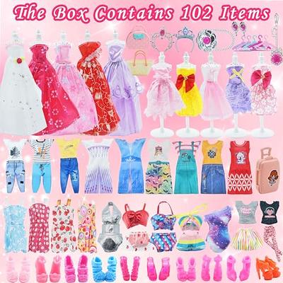 BJDBUS 106 Pcs Doll Wardrobe with Clothes and Accessories Set for 11.5 Inch  Girl Doll, Storage Closet Wedding Gown Fashion Dresses Skirts Tops Pants  Outfits Bikini Swimsuits Hangers Shoes Other Stuff - Yahoo Shopping
