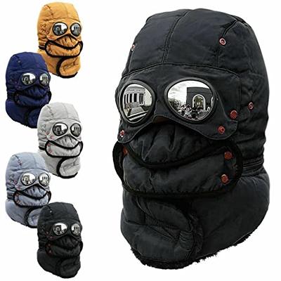 LINPING Winter Thermal Trapper Hat with Glasses Winter Cycling Windproof  Ski Mask Cap (Black) - Yahoo Shopping