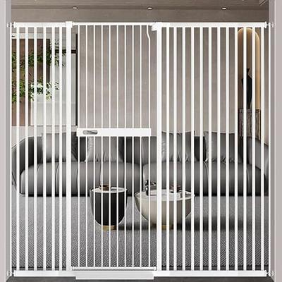 WAOWAO 61.02 Extra Tall Cat Pet Gate 30.11-33.07 Wide Pressure Mounted  Walk Through Swing Auto Close Safety White Metal Baby Toddler Kids Child  Dog