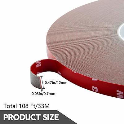 Double Sided Tape - Heavy Duty Mounting Adhesive Tape, Waterproof Foam Tape for LED Strip Lights,Home Decoration, Office Decorations (0.47In x 108