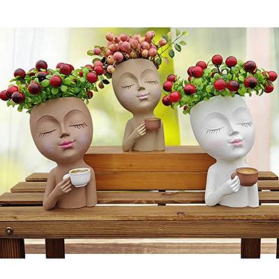 JYTTI Face Flower Pot Head Planter, Planters for Indoor Plants, Small Plant  Pots, Plant Pot with Drainage, Succulent Flower Pots, Dog Mom Gifts for  Women, Modern Vase Decor for Her Home 