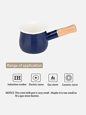 Small Pot Sauce Pan Glass Pots for Cooking Milk Pan Milk Pot Non Stick Mini Saucepan Butter Warmer with Wooden Handle Small Cookware for Heating