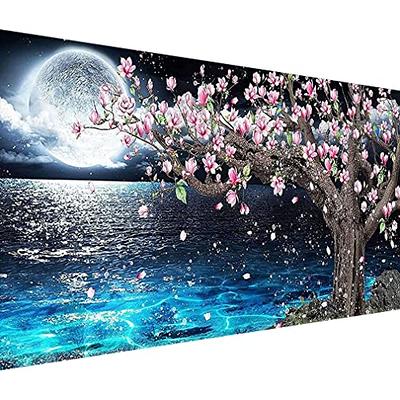 YSUNETER Plant Moon Diamond Art Painting Kits for Adults -Round Diamond Art Kits for Adults Beginners, Moon Flower DIY Full Drill 5D D