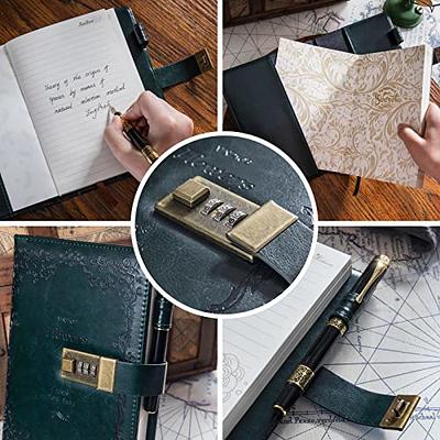 A5/ A6 Leather Inspired Design Notebook Journal With Password Lock office school  supplies