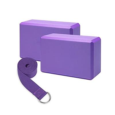 Heathyoga Yoga Block (2 Pack) & Strap Set - Purple