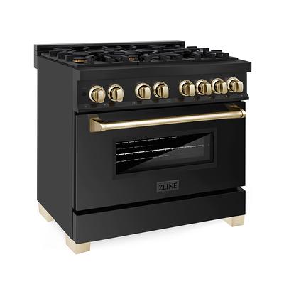 ZLINE Autograph Edition 48 Dual Fuel Range in Black Stainless Steel with Accents - Gold