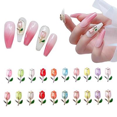 Alloy Tulip Nail Ornament Spring Summer Luxury 3d Tulips - Temu