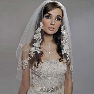  Ursumy Bride Wedding Lace Veil Short Waist Veils 2