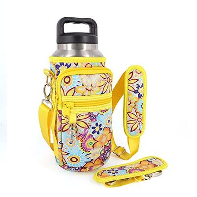 AJLTPA Water Bottle Holder with Adjustable Padded Shoulder Strap and 2  Pockets, Water Bottle Sleeve Carrier Compatible with YETI Rambler 36 oz  Bottle & 40oz Hydro Flask and More (Bright Floral) - Yahoo Shopping