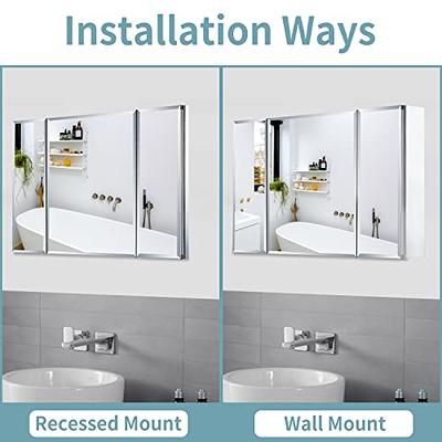 Waterproof Bathroom Wall Mounted Cabinet Shelf White With Mirror