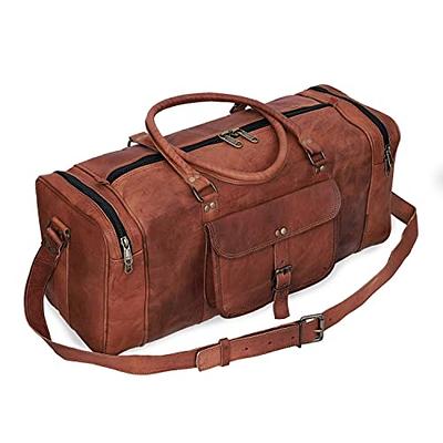 Komalc Genuine Leather Duffel | Travel Overnight Weekend Leather Bag | Sports Gym Duffel for Men