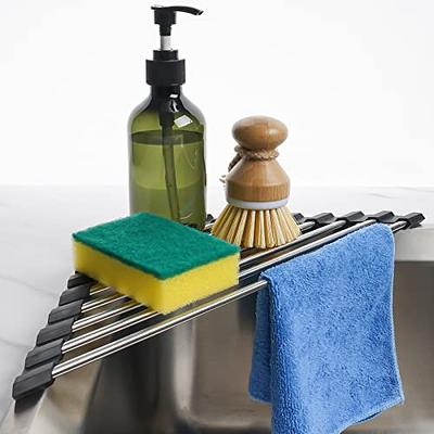 sponge holder, aiduy sink caddy kitchen brush soap dishwashing