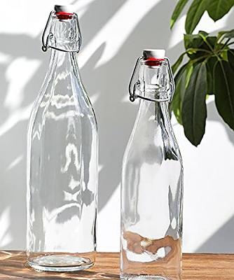 Flip Top Glass Bottle [1 Liter / 33 fl. oz.] [Pack of 6] Swing Top Brewing  Bottle with Stopper for Beverages, Oil, Vinegar, Kombucha, Beer, Water