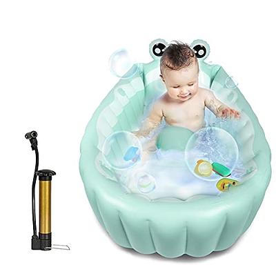 Inflatable Bathtub for Baby & Toddler; Saddle Horn Baby Bath Seat Keeps  Baby