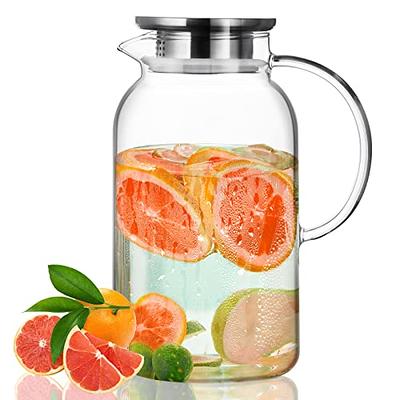 Glass Pitcher with Lid,3000ml - Hot/Cold Water Jug, Juice and Iced Tea  Beverage Carafe