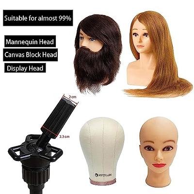 23 Inch Wig Head,Wig Stand Tripod with Head,Canvas Wig Head,Mannequin Head  for Wigs,Manikin Canvas Head Block Set for Wigs Making Display with Wig  caps,T Pins Set Bristle Brush