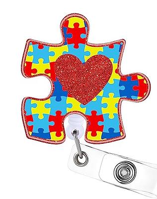 Autism Puzzle Piece Retractable Badge Reel Badge Clip Badge Holder