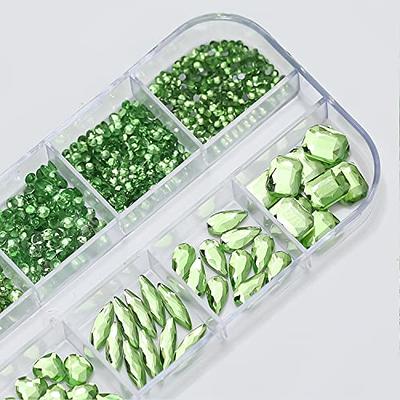 1101Pcs Lucky Green Nail Rhinestones for Nail Art Nail Charms Shiny Crystal  Clear Green Nail Diamonds