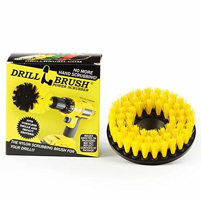 Drillstuff Stiff Bristle Deck Brush, Concrete, Grout Scrub Brush, All Purpose Bathroom Drill Brushes for Cleaning Shower