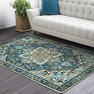 Boho Vintage Area Rug, Blue-white Soft Faux Sheepskin Floor Mat, Non Slip  Tpr Backing Machine Washable Carpet Large Rugs For Living Room Bedroom  Dining Room, Small Entryway Rugs For Kitchen Bathroom Home