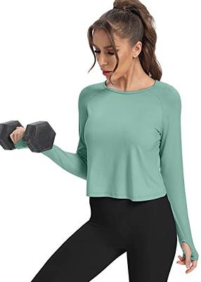 Bestisun Split Back Athletic Workout Long Sleeve Shirts Womens