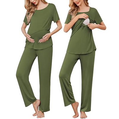 Kindred Bravely Fleece Nursing Pajama Set  Maternity Pajamas for  Breastfeeding (Deep Red, Small) at  Women's Clothing store