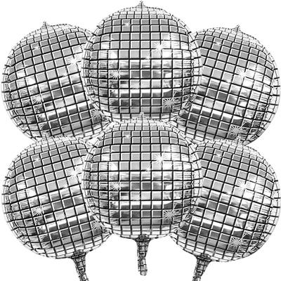 PartyWoo Silver Balloons, 6 pcs Disco Silver Foil Balloons, 22 inch Gi