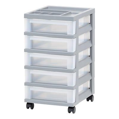 IRIS 6-Drawers White Rolling Plastic Storage Drawer Cart 36.56-in