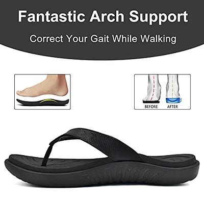 jiajiale Womens Fashion Orthotic Flip Flops Ladies Slip On Lightweight  Comfortable Thick Cushion Yoga Mat Thong Sandals With Plantar Fasciitis  Arch Support Black 8 - Yahoo Shopping