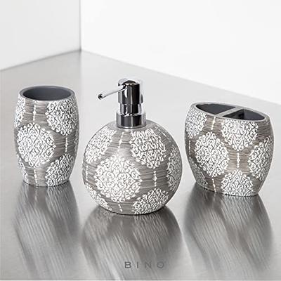 Silver Bathroom Accessory Sets 4 Piece Ceramic Gift Set Apartment  Necessities,Includes Soap Dispenser, Toothbrush Holder, Toothbrush Cup,  Soap Dish for Decorative Countertop and Housewarming Gift. - Yahoo Shopping