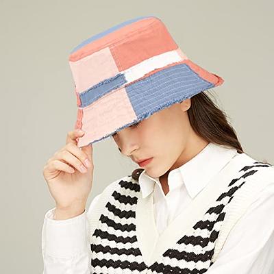 GuanGu Ripped Denim Bucket Hats for Women Washed Packable Summer