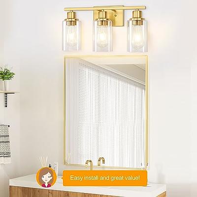 3-Light Gold Bathroom Light Fixtures, Brushed Brass Vanity Light