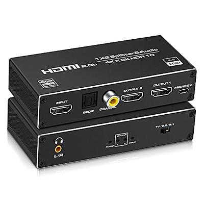 HDMI Splitter 1 In 2 Out, 4K HDMI Splitter for Dual Monitors [Just  Duplicate/Mirror Screens