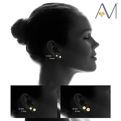SOLID 14K Gold Ball Earrings, 3MM, 4MM, 5MM, 6MM, 7MM, 8MM ,ball Earring  Studs, Gold Push Back Studs Woman, Genuine 14k Backs 