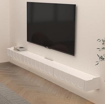 Large White and Grey High Gloss TV Unit with Soundbar Shelf